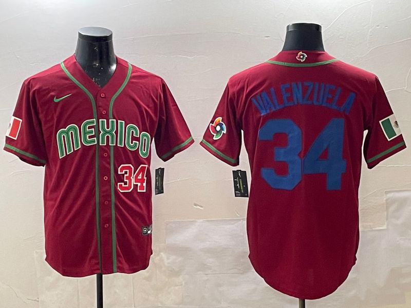 Men 2025 World Cub Mexico #34 Valenzuela Red Nike MLB Jersey style 11->more jerseys->MLB Jersey